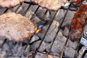 meat on the grill BBQ sausages