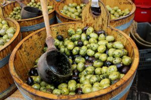 Green and black Olives at Borough Market