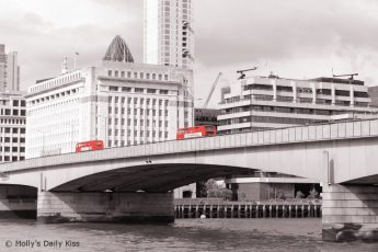 Red london bus on London Bridge
