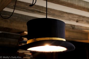 Top hat used as a lamp shade The bell Inn, ticehurst