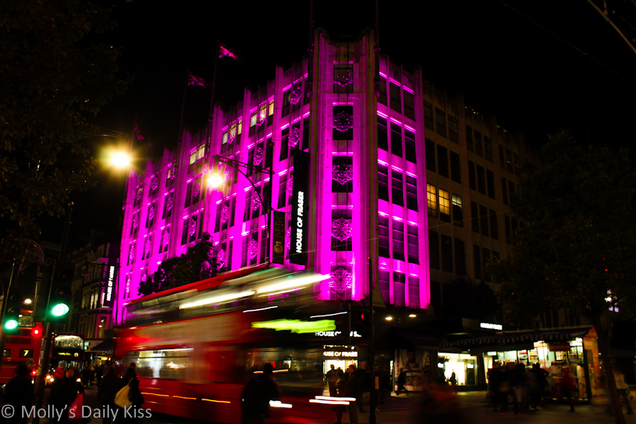 House Of Fraser at night In Oxford Street