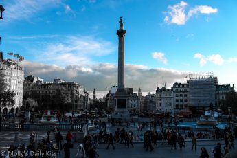 Blue sky over Trafalgar Square