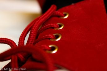 Red laces in red shoes