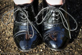 Shiney black patent lace up high heels