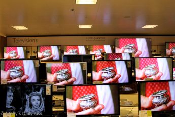 A wall of TV screens in John Lewis