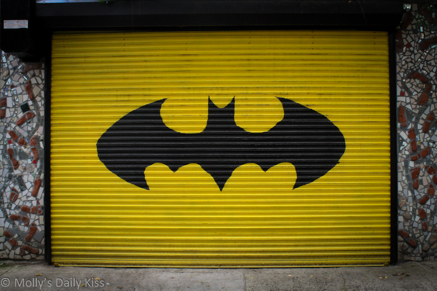 Batman sign on garage door, Philadelphia