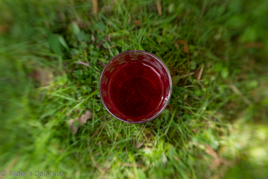 Red drink in glass