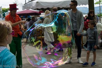 giant bubble with rainbow colours