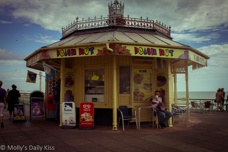 Coffee at a beach hut on Brighton