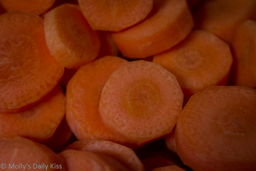 Macro shot of slices of carrot