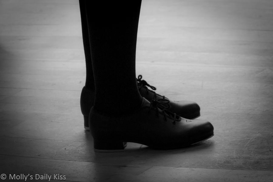Tap shoes and legs black and white