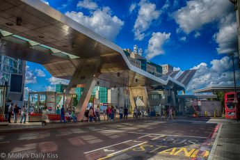 Vauxhall bus stop London in HDR