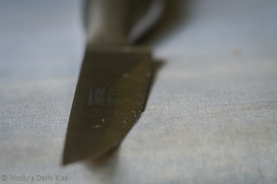 macro shot of knife blade