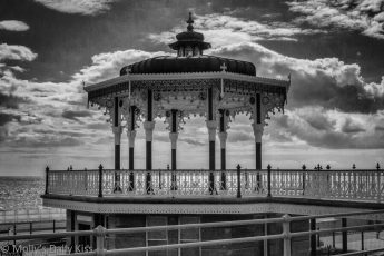 Black and white of bandstand on Brighton seafront