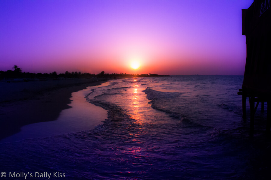 Sunset over Tunisa beach