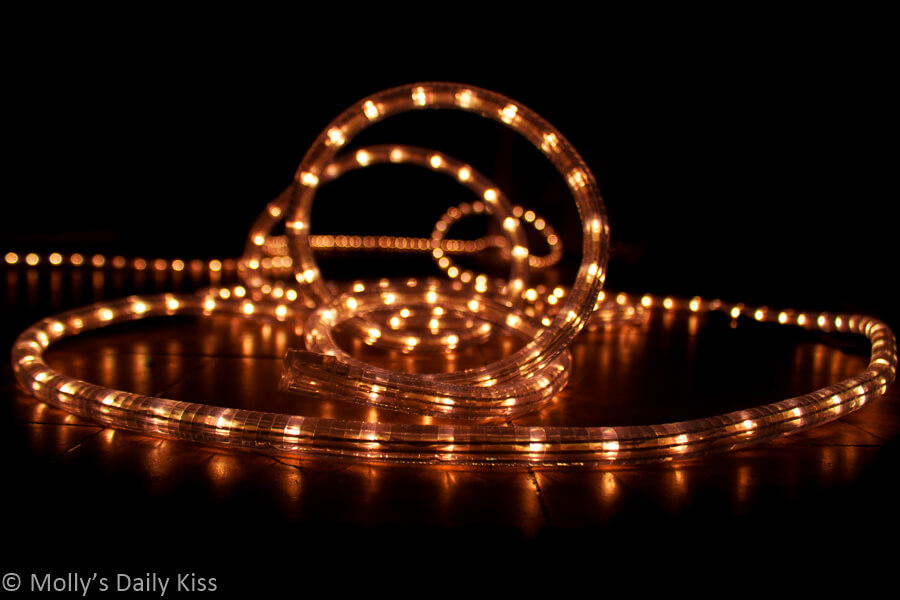 Twisted line of sparkly lights