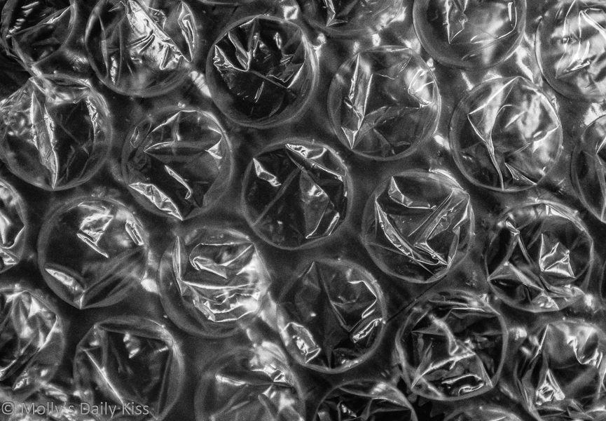 Bubble wrap pop in black and white