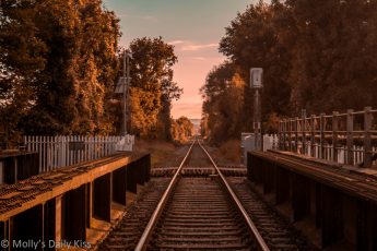 autumn mellow colours down the train track