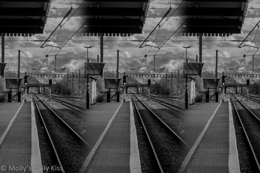 Triptych of train lines choices of your path