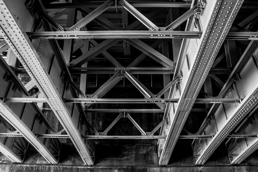 Steel girders under bridge