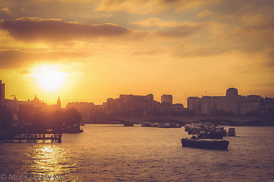Sunset over river thames is a free light show