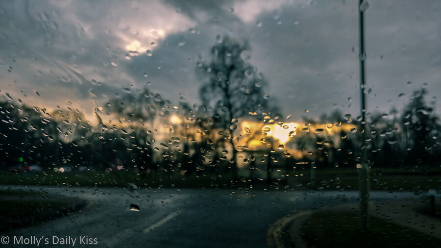 rain droplets on car windscreen