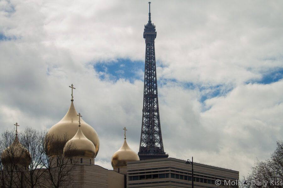 Eiffel tower next to Mosque is multicultural france