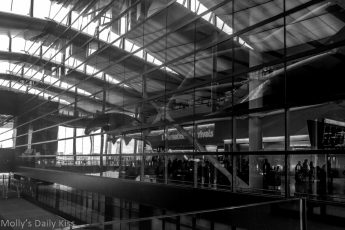 Heathrow Terminal 5 in black and white