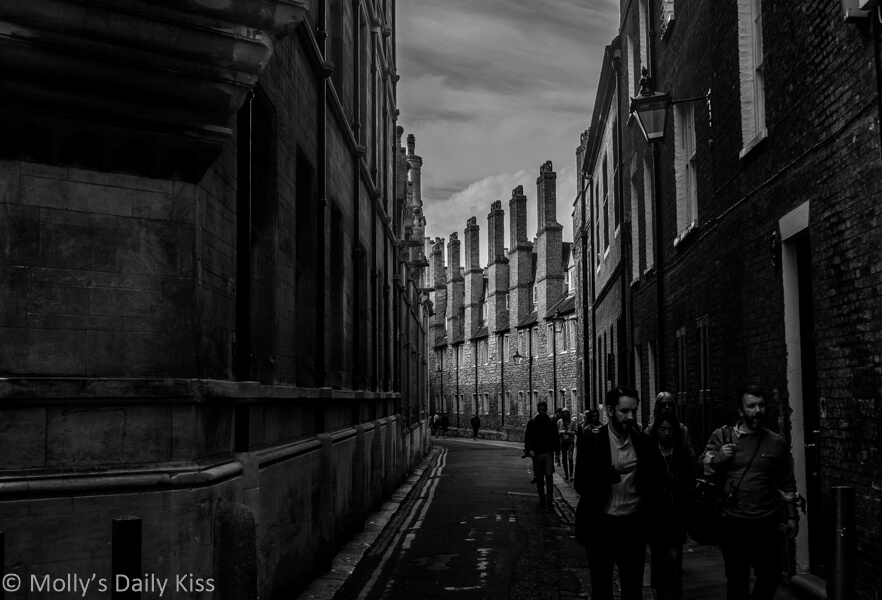 Street in Cambridge UK in black and white