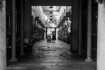 Woman with trolley in Covent Garden