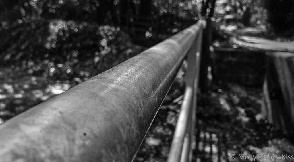 black and white of farm gate