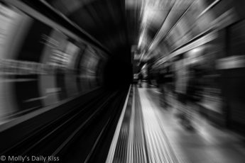 abstract of subway tunnel zomming towards the viewer