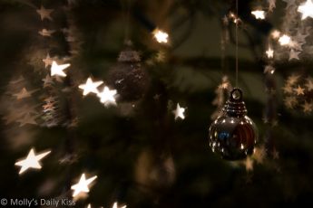 Bokeh of stars on Christmas tree