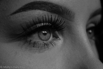 black and white of girls eye