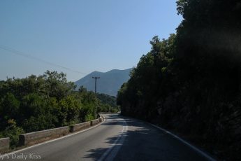 Windy road through mountains in Kefalonia