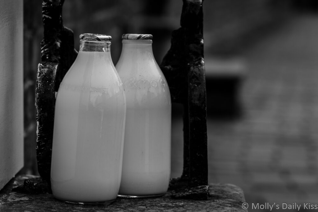 Two bottle of milk on doorstep
